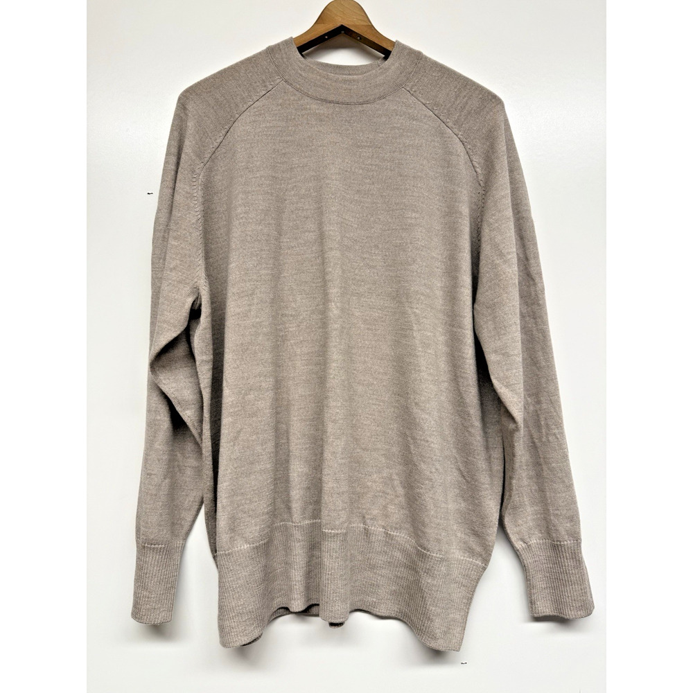 Universal Standard Size Medium 100% Merino Wool Slit Sleeve Tan Sweater